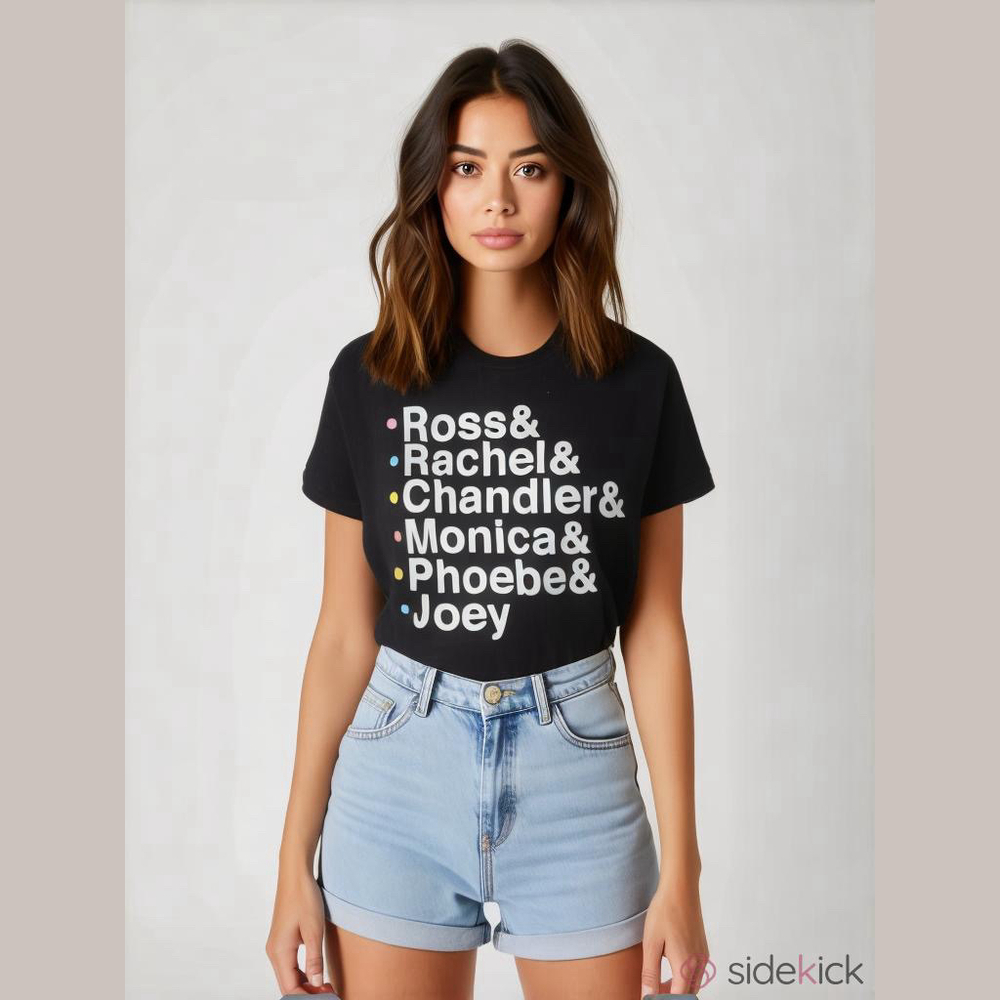 Friends Womens Name List T-Shirt Black Cotton Size Large